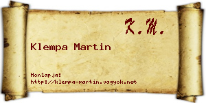 Klempa Martin névjegykártya