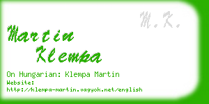 martin klempa business card